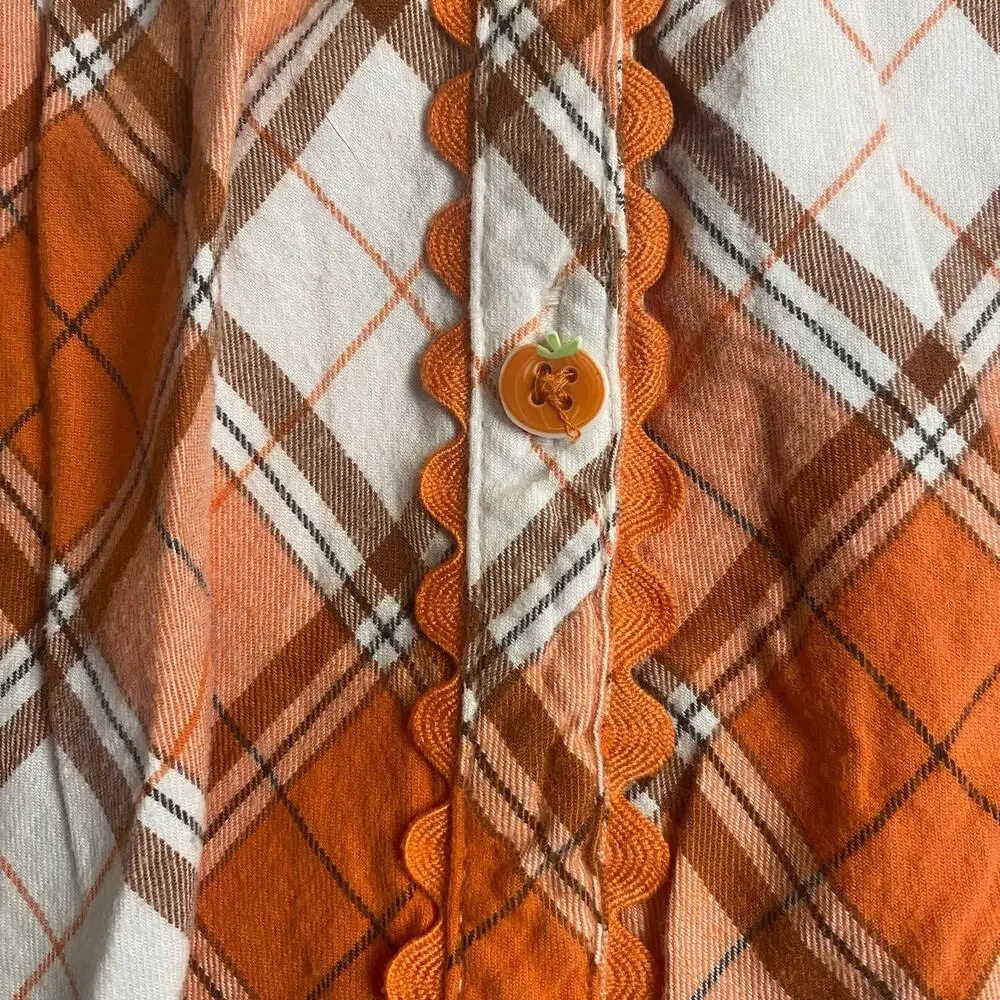 Gymboree orange pumpkin plaid collar short‎ sleeve toddle dress SIZE 3T